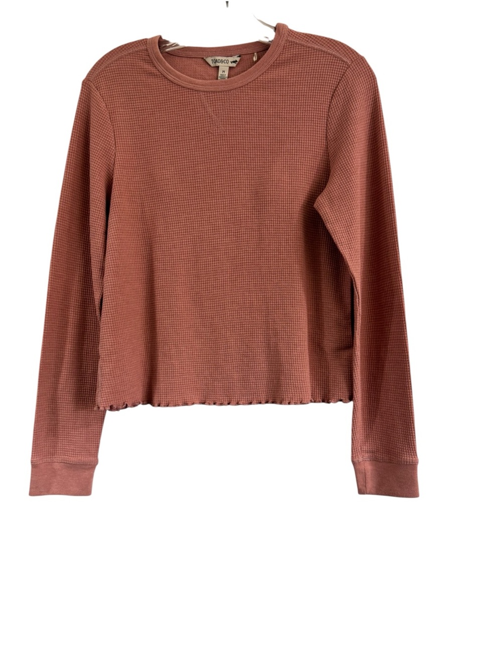 Toad & Co Foothill Waffle Long Sleeve Top Organic Cotton Ruffle Hem Size Medium
